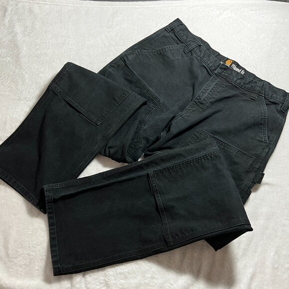 Carhartt Double Knee Carpenter Work Pants Black 38x34(37x32)Relaxed Fit 90s VTG - Picture 3 of 15